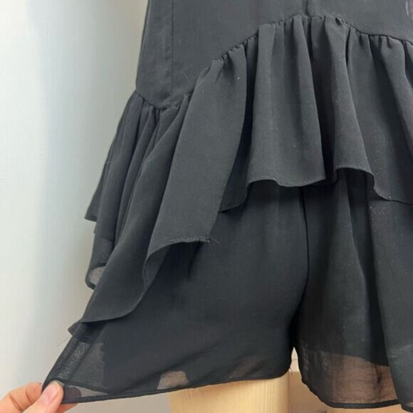 Snidel Women’s Size XSl Black Sleeveless Baby Doll Mini Ruffled Hem Romper Dress - Picture 5 of 13